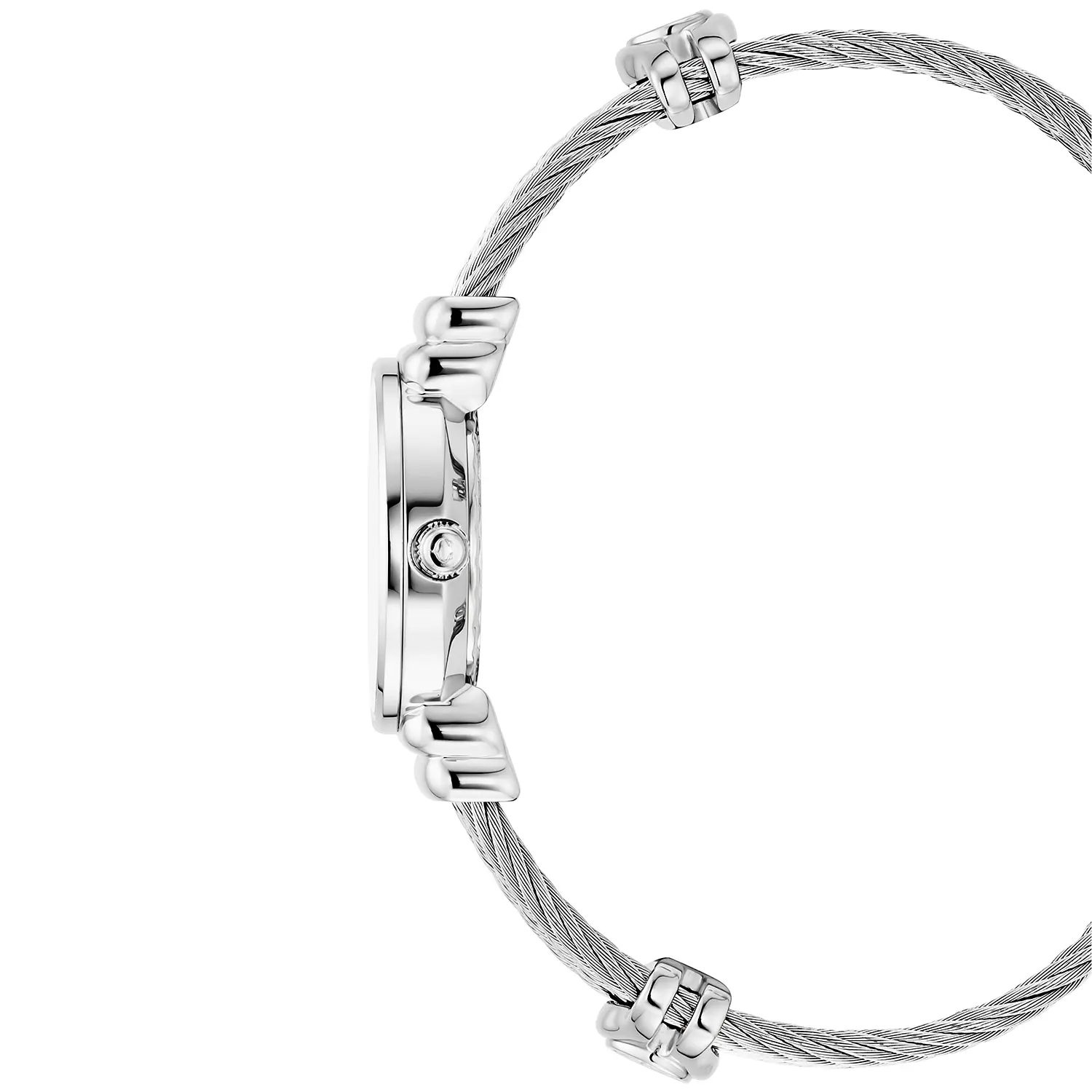 ST TROPEZ® ICON, 24.5MM, QUARTZ CALIBRE, WHITE MOTHER-OF-PEARL DIAL, WHITE MOTHER-OF-PEARL WITH 8 DIAMONDS BEZEL, STEEL CABLE BRACELET & STEEL DECORS - Image 3