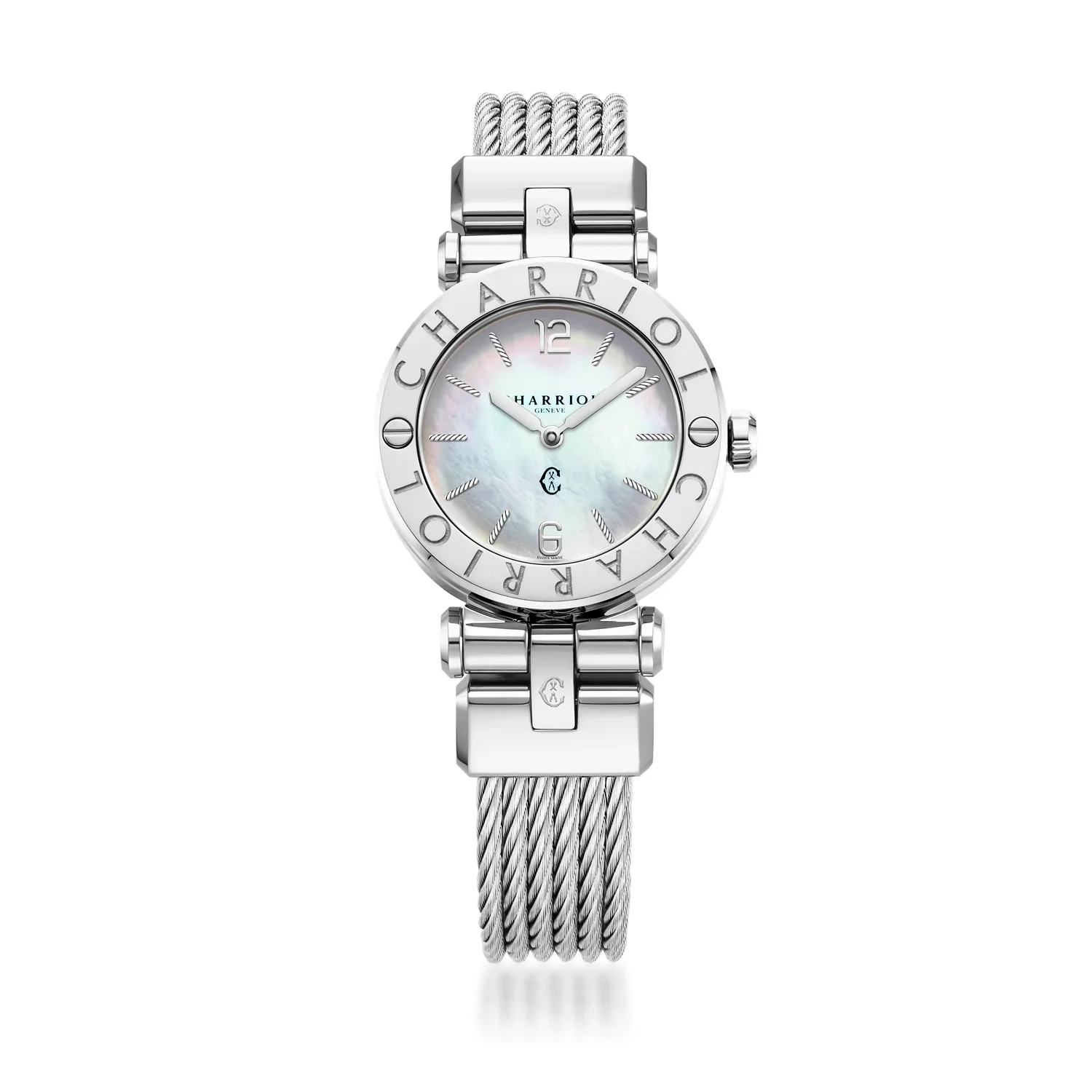NAVIGATOR CRUISE, 28MM, QUARTZ CALIBRE, MOTHER-OF-PEARL DIAL, STEEL "CHARRIOL CHARRIOL" WITH 2 SCREWS BEZEL, STEEL CABLE INTERCHANGEABLE BRACELET - Image 4