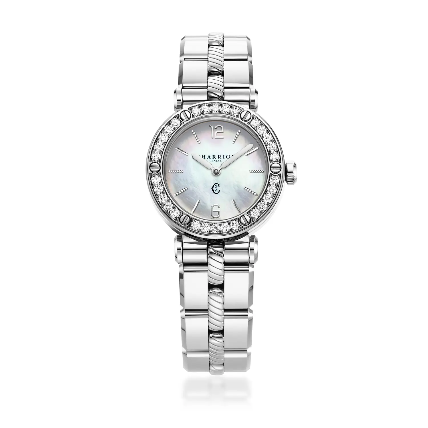 NAVIGATOR CRUISE, 28MM, QUARTZ CALIBRE, MOTHER-OF-PEARL DIAL, STEEL 30 FULL CUT DIAMONDS WITH 6 SCREWS BEZEL, METAL INTERCHANGEABLE BRACELET - Image 4
