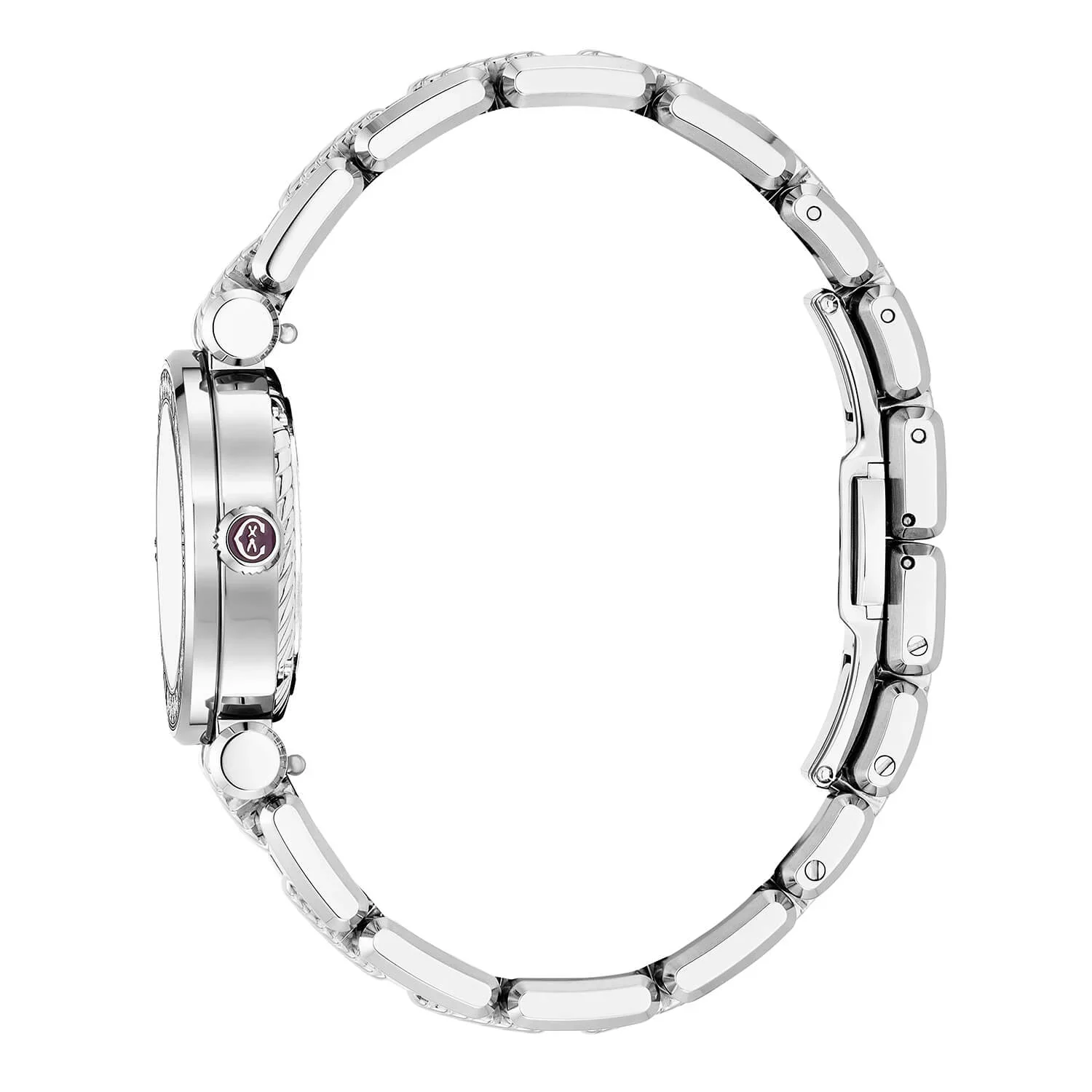 NAVIGATOR CRUISE, 28MM, QUARTZ CALIBRE, WHITE MOTHER-OF-PEARL  WITH 12 ROMAN FIGURES DIAL, STEEL WITH 30 DIAMONDS AND 6 SCREWS BEZEL, METAL INTERCHANGEABLE BRACELET - Image 3
