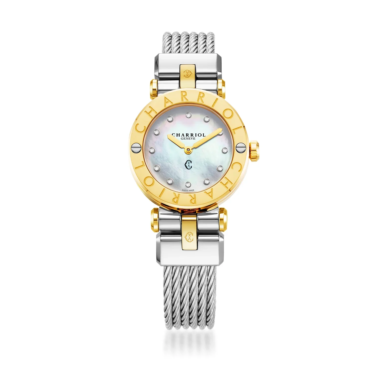 NAVIGATOR CRUISE, 28MM, QUARTZ CALIBRE, MOTHER-OF-PEARL WITH 12 DIAMONDS DIAL, "CHARRIOL CHARRIOL" BEZEL, STEEL CABLE INTERCHANGEABLE BRACELET - Image 4