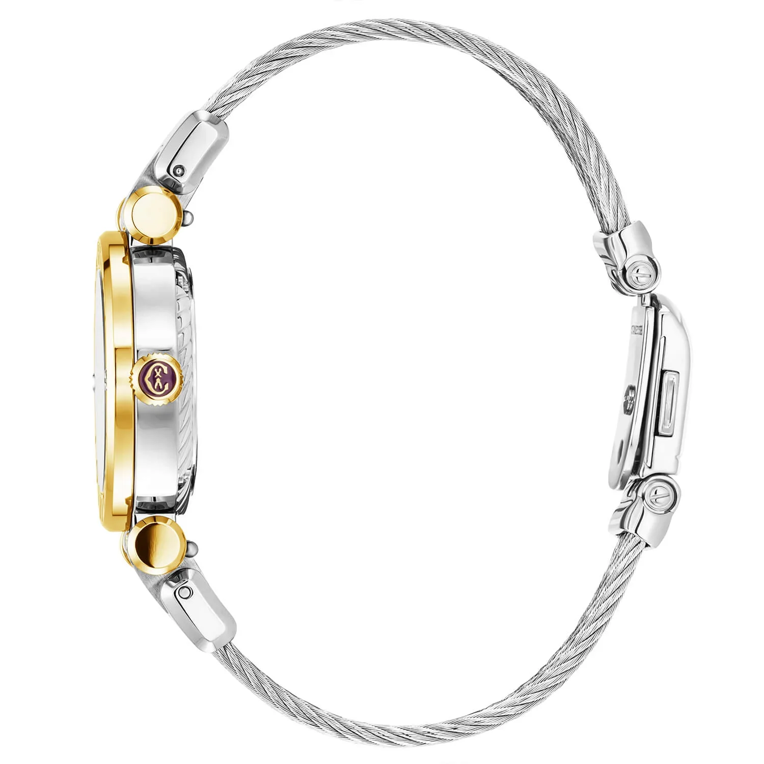 NAVIGATOR CRUISE, 28MM, QUARTZ CALIBRE, WHITE MOTHER-OF-PEARL WITH 12 ROMAN FIGURES DIAL, STEEL YELLOW GOLD PVD "CHARRIOL CHARRIOL" WITH 2 SCREWS BEZEL, STEEL INTERCHANGEABLE CABLE BRACELET WITH 2 YELLOW GOLD PVD ATTACHED - Image 3