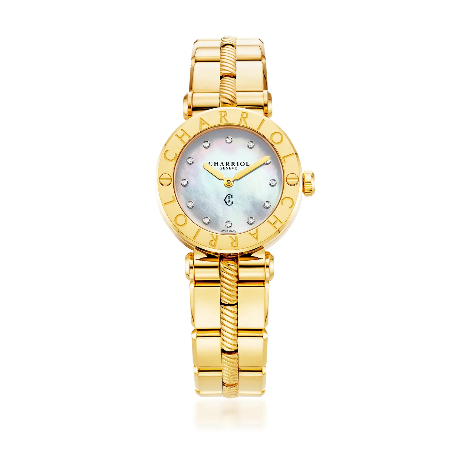 NAVIGATOR CRUISE, 28MM, QUARTZ CALIBRE, MOTHER-OF-PEARL WITH 12 DIAMONDS DIAL, "CHARRIOL CHARRIOL" BEZEL, STEEL YELLOW GOLD PVD INTERCHANGEABLE BRACELET - Image 4