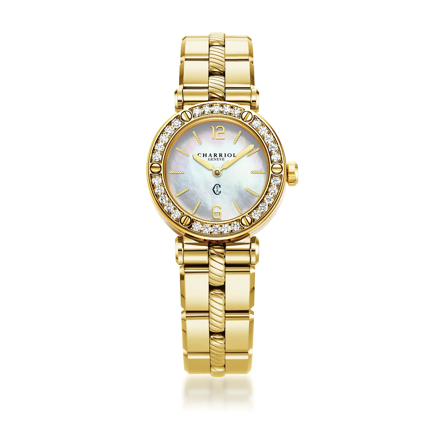 NAVIGATOR CRUISE, 28MM, QUARTZ CALIBRE, MOTHER-OF-PEARL DIAL, 30 DIAMONDS BEZEL, STEEL YELLOW GOLD PVD INTERCHANGEABLE BRACELET - Image 4