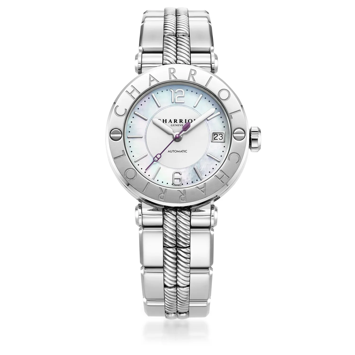 NAVIGATOR CRUISE, 36MM, AUTOMATIC CALIBRE, MOTHER-OF-PEARL DIAL, "CHARRIOL CHARRIOL" BEZEL, STEEL INTERCHANGEABLE BRACELET - Image 4