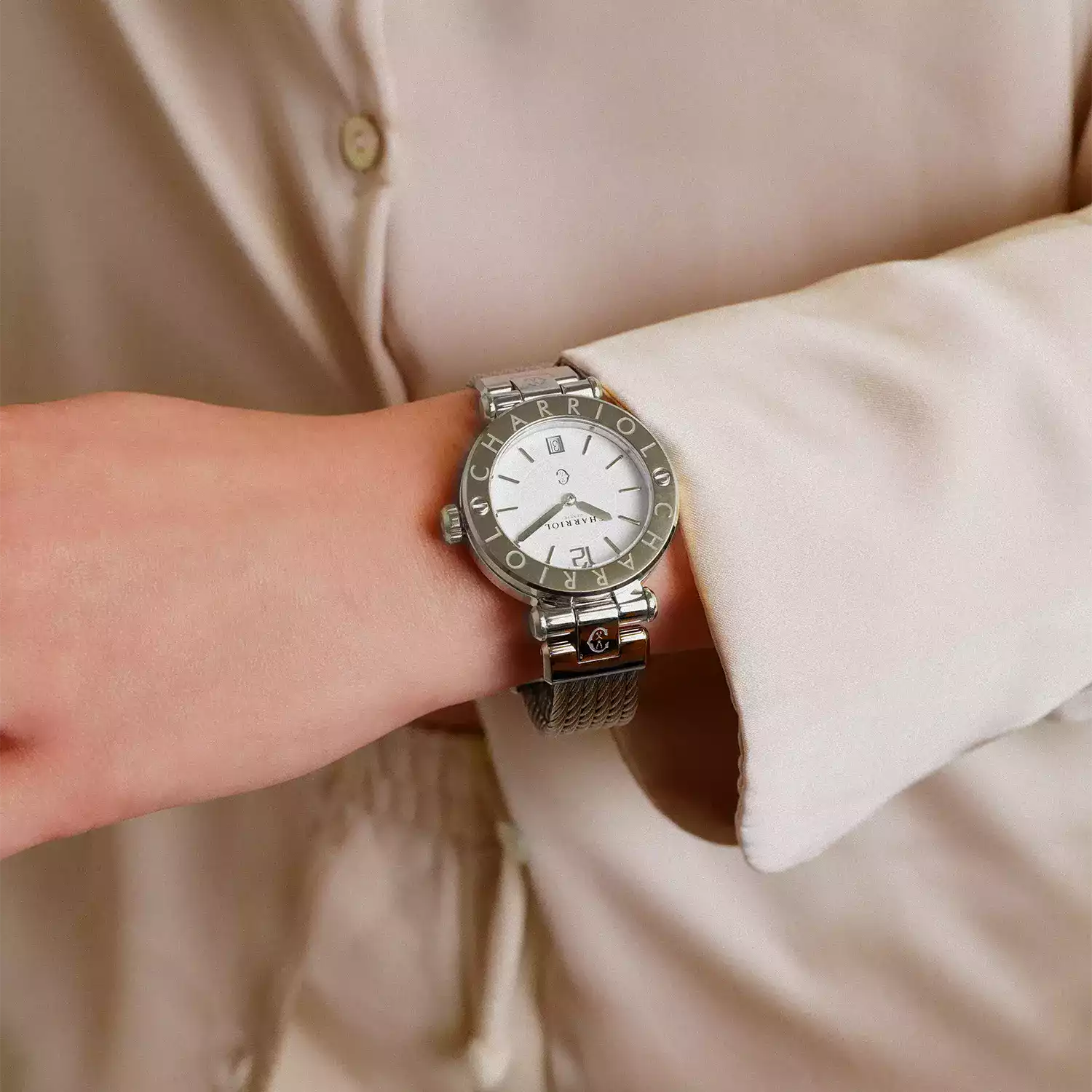 NAVIGATOR CRUISE, 36MM, QUARTZ CALIBRE, MOTHER-OF-PEARL DIAL, "CHARRIOL CHARRIOL" BEZEL, STEEL CABLE INTERCHANGEABLE BRACELET - Image 5