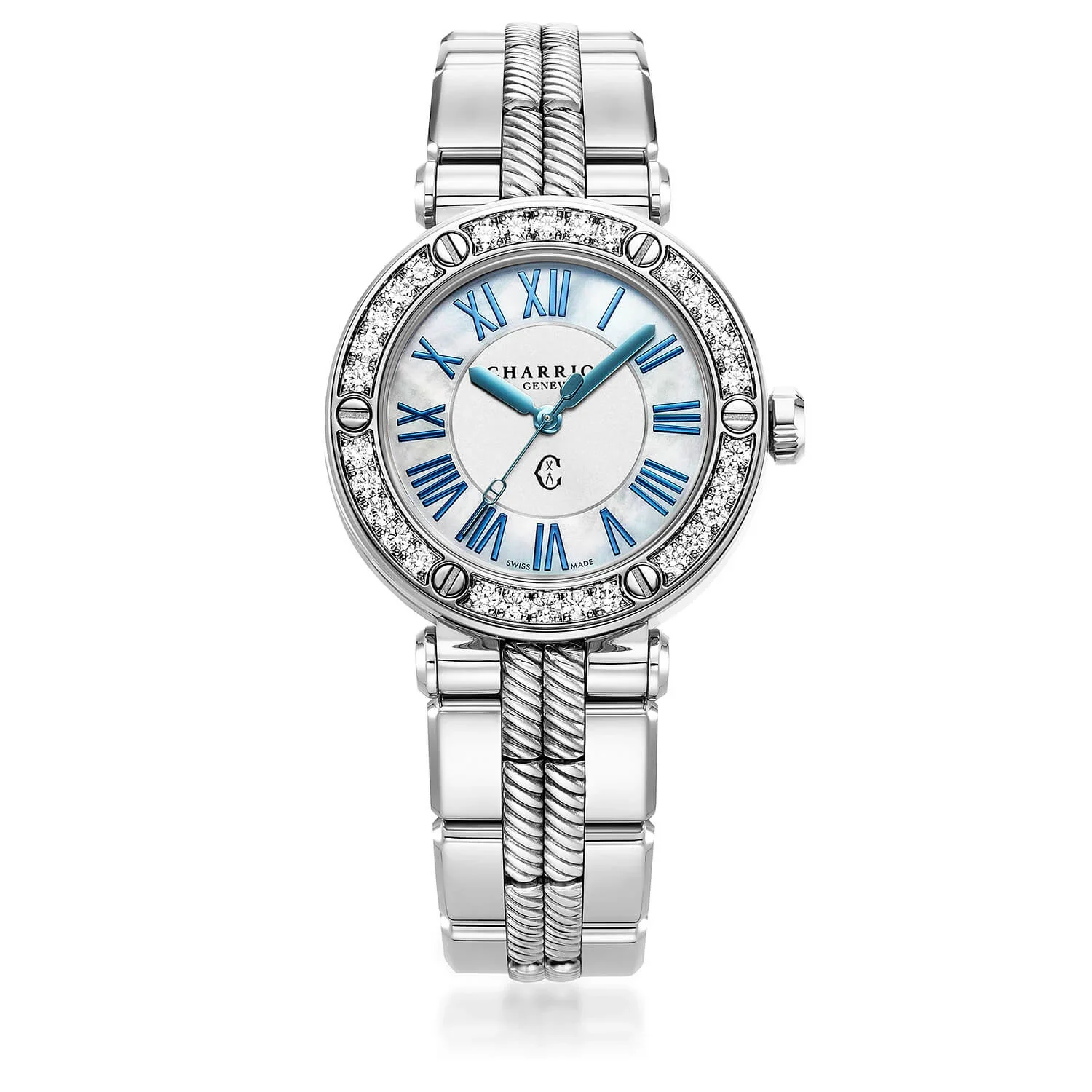 NAVIGATOR CRUISE, 36MM, QUARTZ CALIBRE, MOTHER-OF-PEARL DIAL WITH ROMAN NUMERAL, 30 DIAMONDS BEZEL, METAL INTERCHANGEABLE BRACELET
