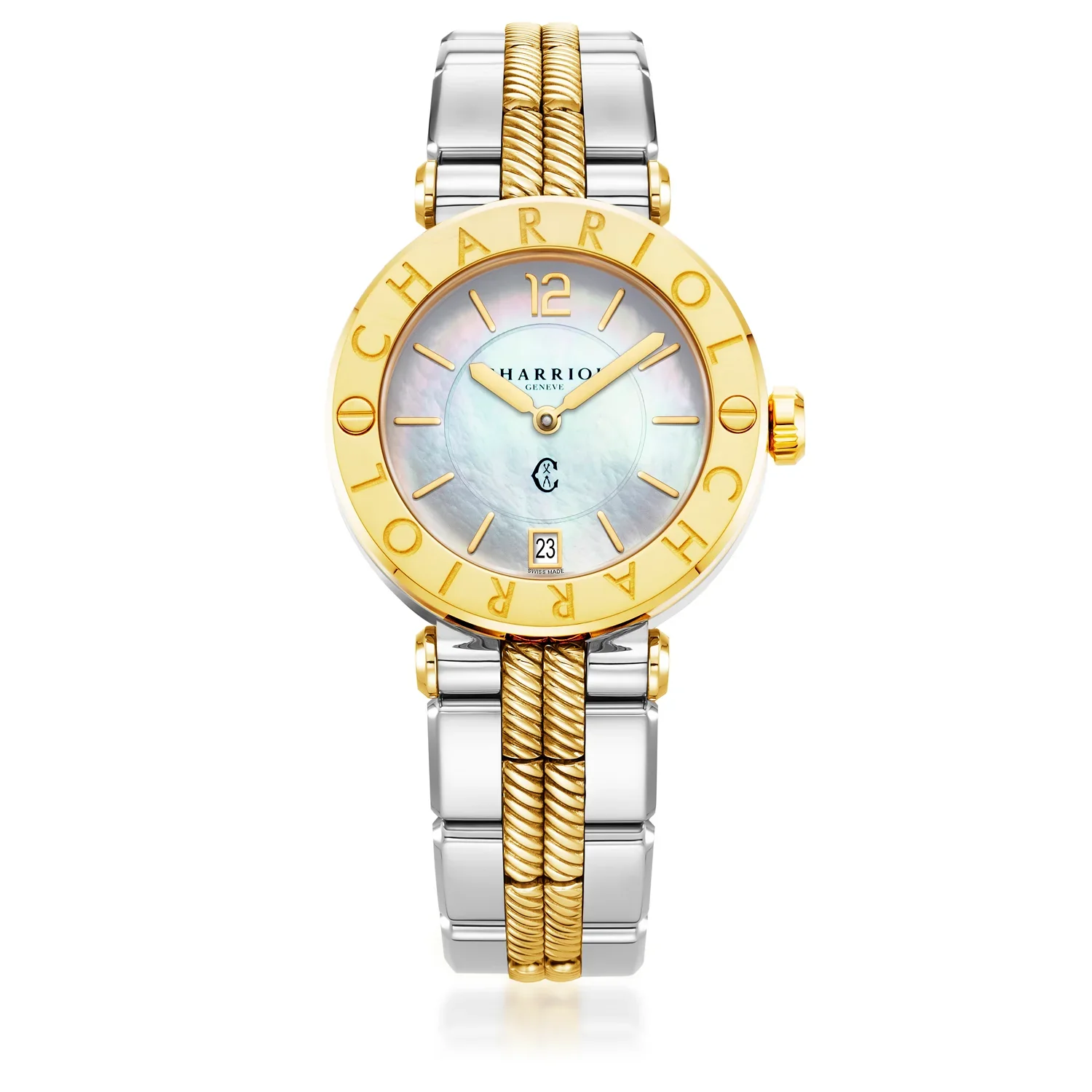 NAVIGATOR CRUISE, 36MM, QUARTZ CALIBRE, MOTHER-OF-PEARL DIAL, STEEL YELLOW GOLD PVD "CHARRIOL CHARRIOL" BEZEL, METAL BICOLOR INTERCHANGEABLE BRACELET - Image 4
