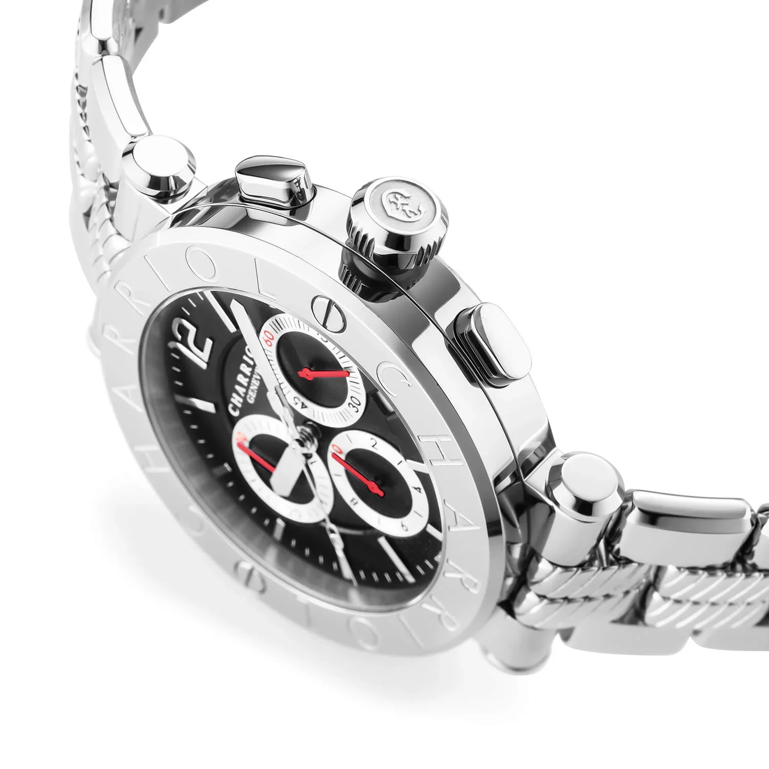 NAVIGATOR CRUISE, 41MM, QUARTZ CHRONOGRAPH CALIBRE, BLACK WITH 3 RHODIUM MIRRORS & INDEX DIAL, STEEL "CHARRIOL CHARRIOL" WITH 2 SCREWS BEZEL, METAL INTERCHANGEABLE BRACELET - Image 4