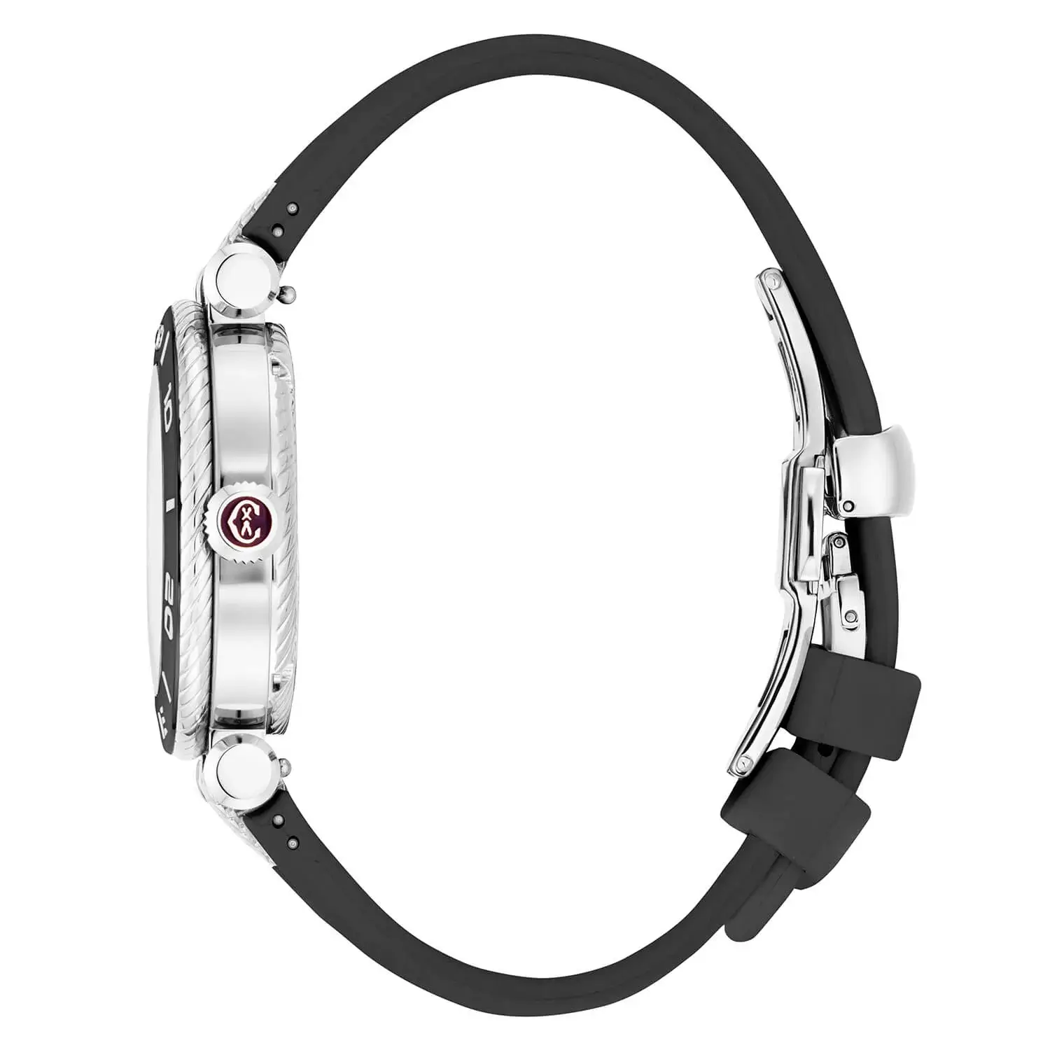 NAVIGATOR SURF, 36MM, AUTOMATIC CALIBRE, BLACK AND SILVER WITH LUMINOVA DIAL, BLACK UNIDIRECTIONAL BEZEL WITH 1 DIAMOND, BLACK RUBBER INTERCHANGEABLE BRACELET - Image 3