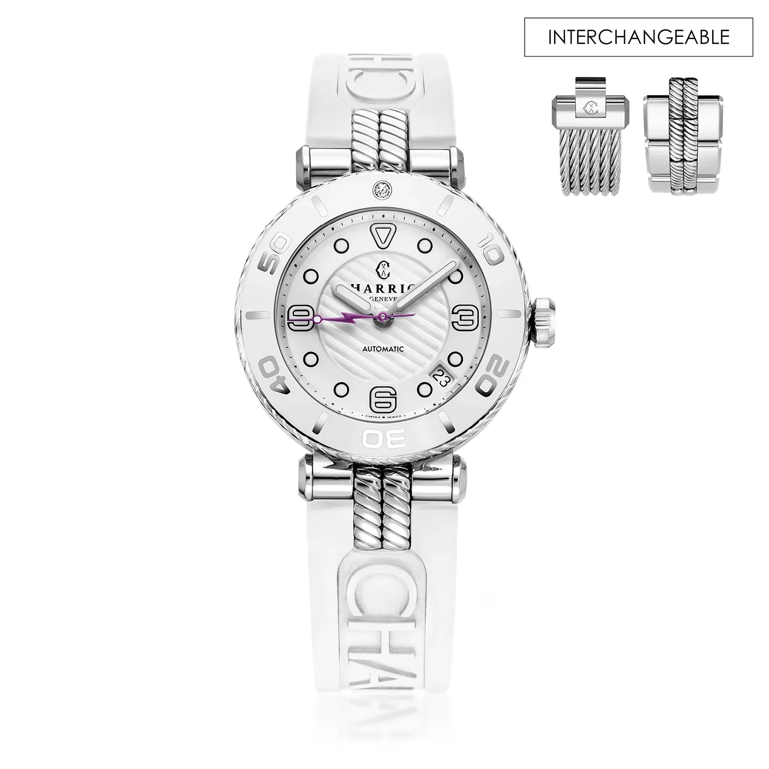 NAVIGATOR SURF, 36MM, AUTOMATIC CALIBRE, WHITE DIAL, WHITE BEZEL, WHITE RUBBER INTERCHANGEABLE BRACELET
