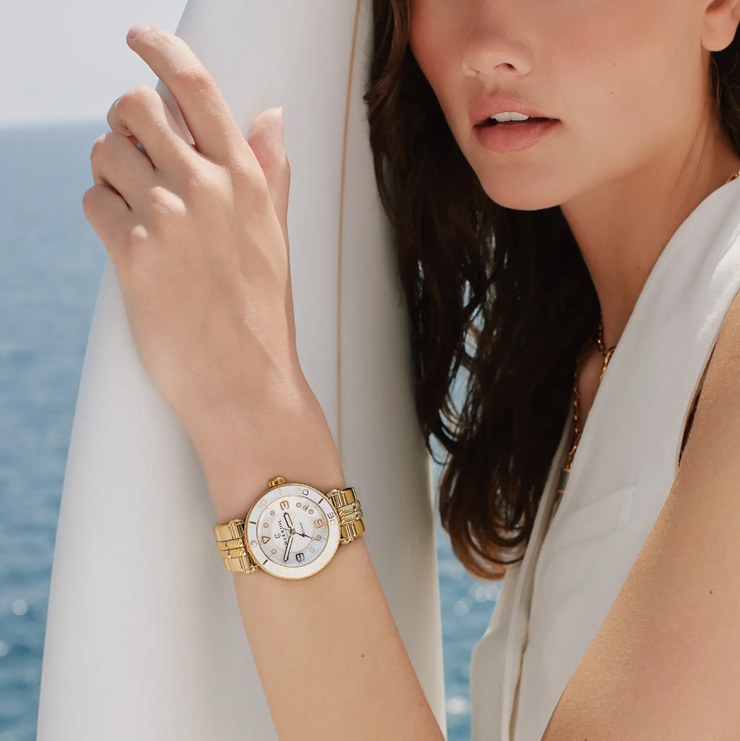 NAVIGATOR SURF, 36MM, AUTOMATIC CALIBRE, WHITE DIAL, WHITE BEZEL, YELLOW GOLD PVD INTERCHANGEABLE BRACELET - Image 5