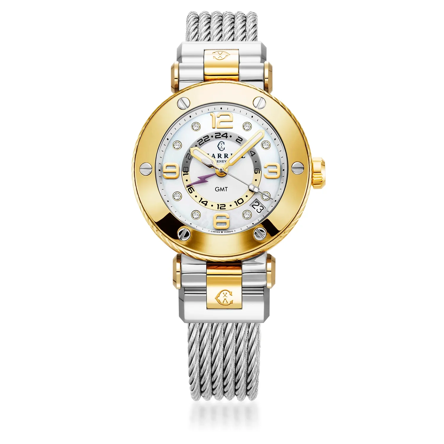 NAVIGATOR SURF GMT, 36MM, QUARTZ GMT CALIBRE, WHITE DIAL, 6 SCREWS BEZEL, STEEL CABLE INTERCHANGEABLE BRACELET - Image 4