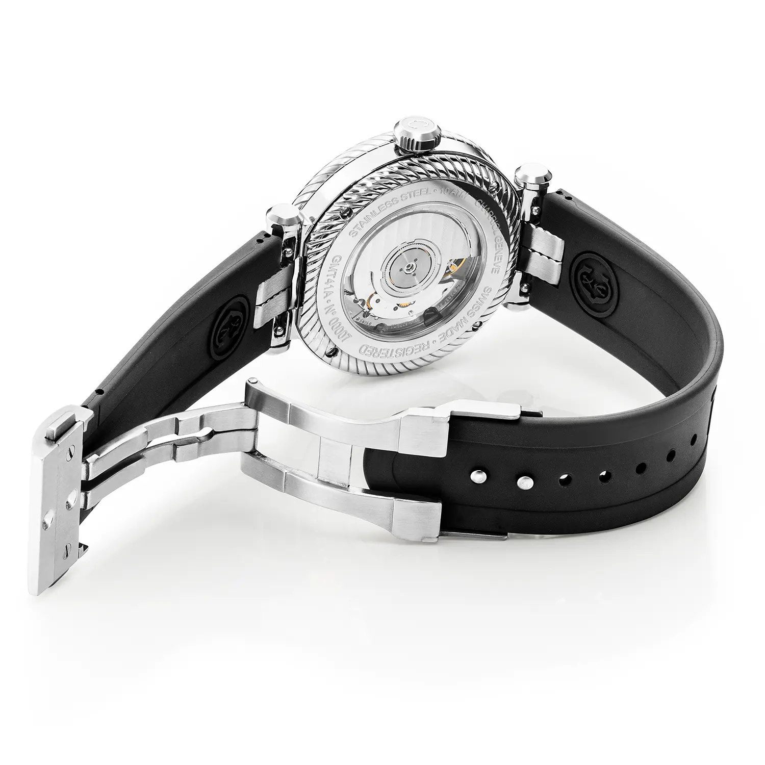 NAVIGATOR SURF GMT, 41MM, AUTOMATIC CALIBRE, WHITE DIAL WITH BLACK & WHITE RING, STEEL WITH 6 SCREWS BEZEL, BLACK RUBBER INTERCHANGEABLE BRACELET - Image 2