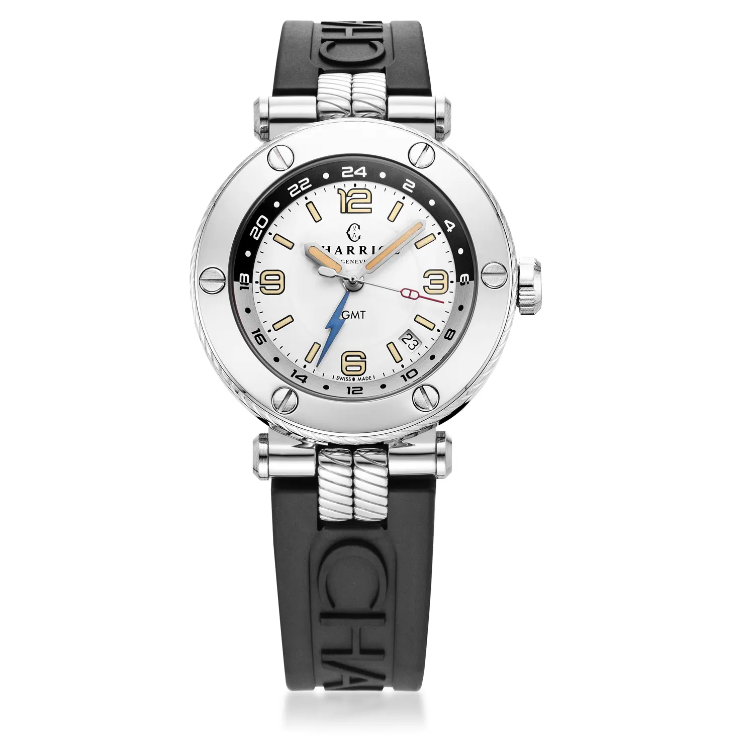 NAVIGATOR SURF GMT, 41MM, AUTOMATIC CALIBRE, WHITE DIAL WITH BLACK & WHITE RING, STEEL WITH 6 SCREWS BEZEL, BLACK RUBBER INTERCHANGEABLE BRACELET - Image 4