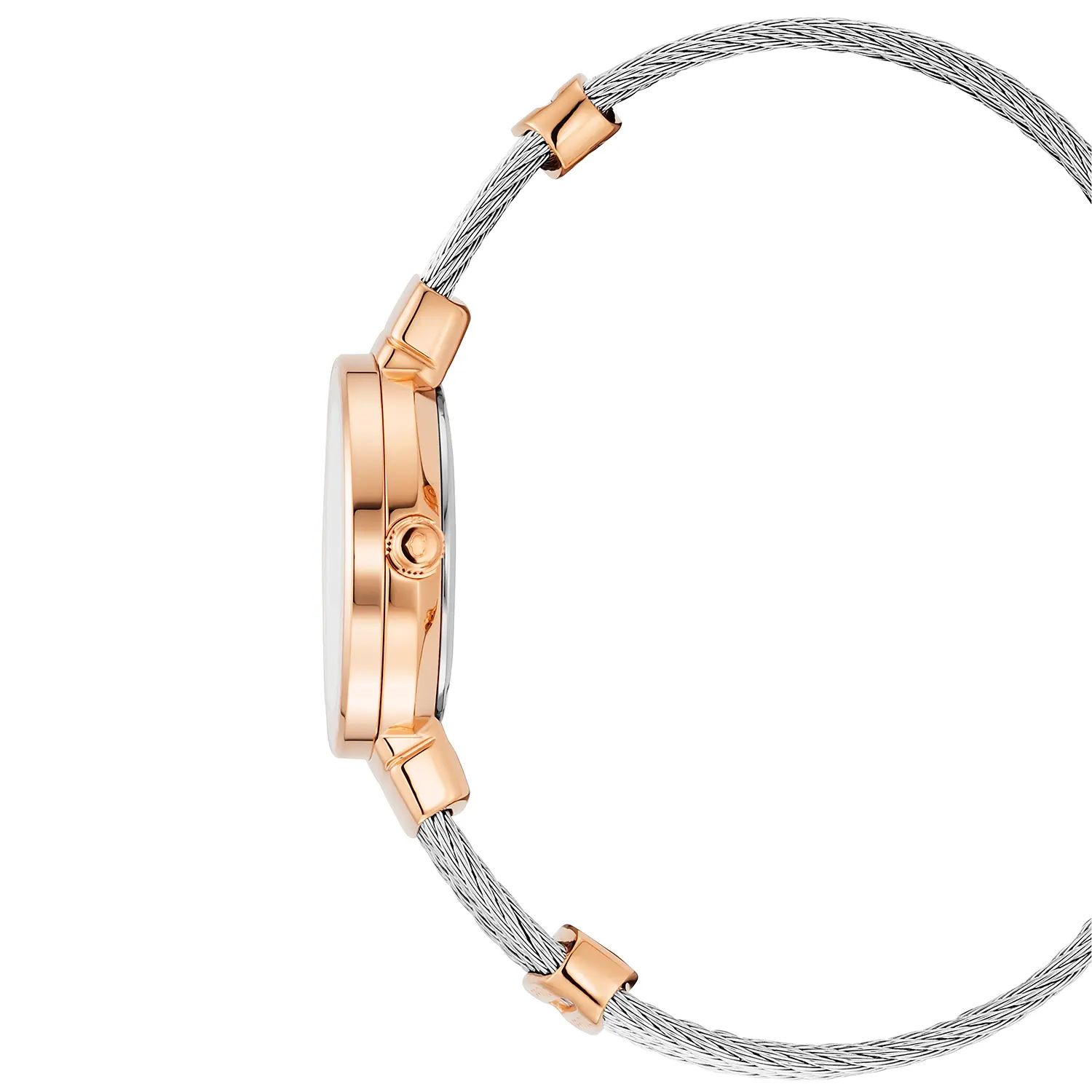 ST TROPEZ®, 25MM, QUARTZ CALIBRE, MOTHER-OF-PEARL WITH 11 DIAMONDS DIAL, ROSE GOLD PVD BEZEL, STEEL CABLE BRACELET & ROSE GOLD PVD DECORS - Image 3