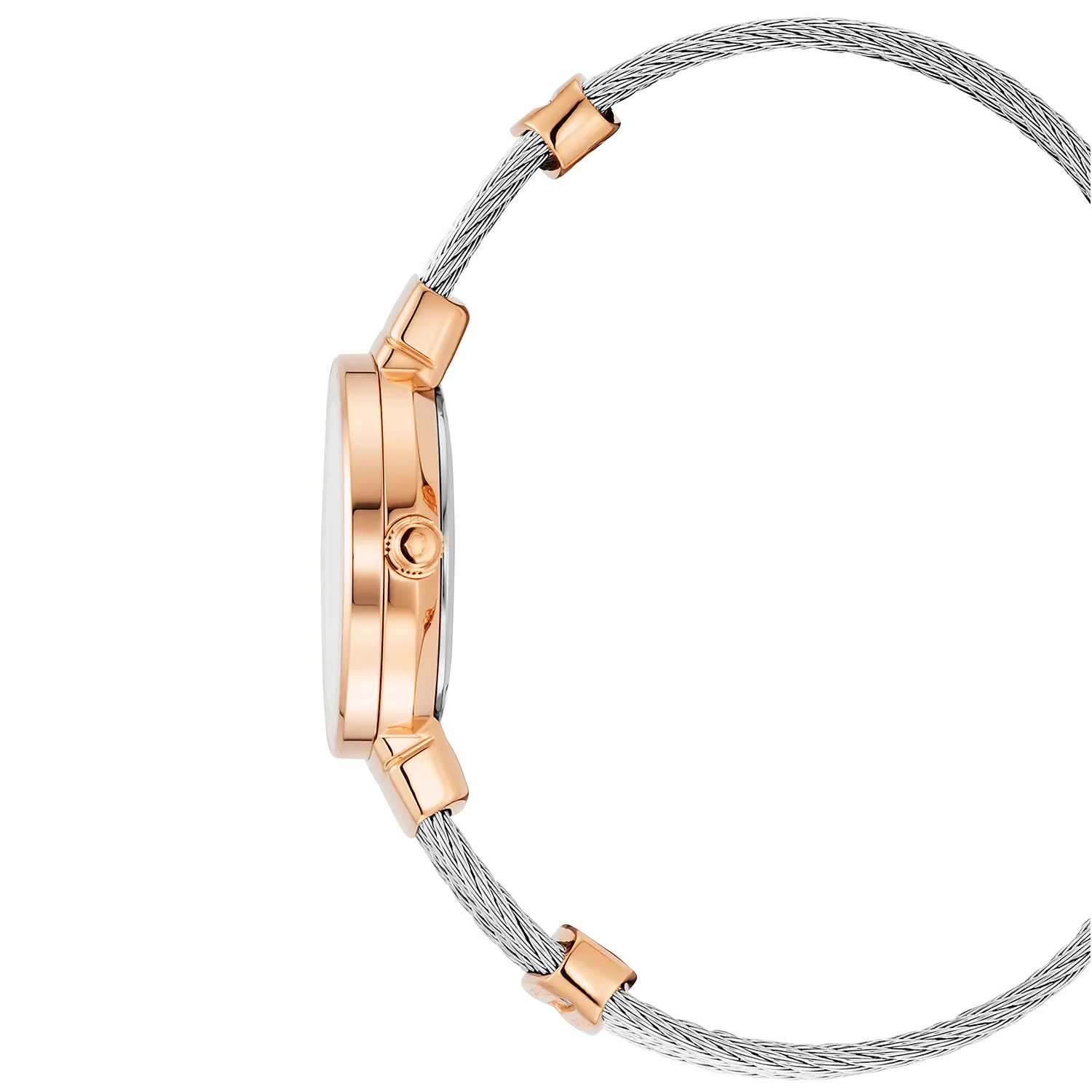 ST TROPEZ®, 25MM, QUARTZ CALIBRE, MOTHER-OF-PEARL  WITH ROMAN DIAL, ROSE GOLD PVD BEZEL, STEEL CABLE BRACELET & ROSE GOLD PVD DECORS - Image 3