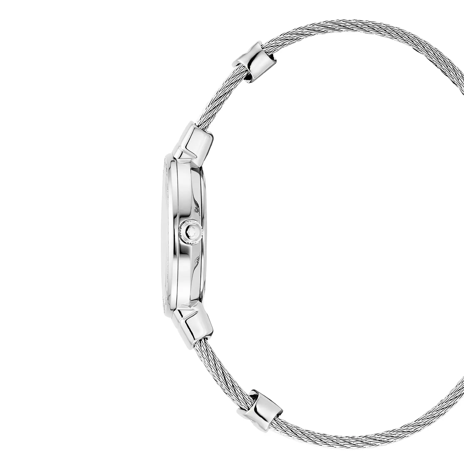 ST TROPEZ®, 25MM, QUARTZ CALIBRE, WHITE MOTHER-OF-PEARL WITH ROMAN NUMERALS DIAL, STEEL WITH 36 DIAMONDS BEZEL, STEEL CABLE BRACELET - Image 3