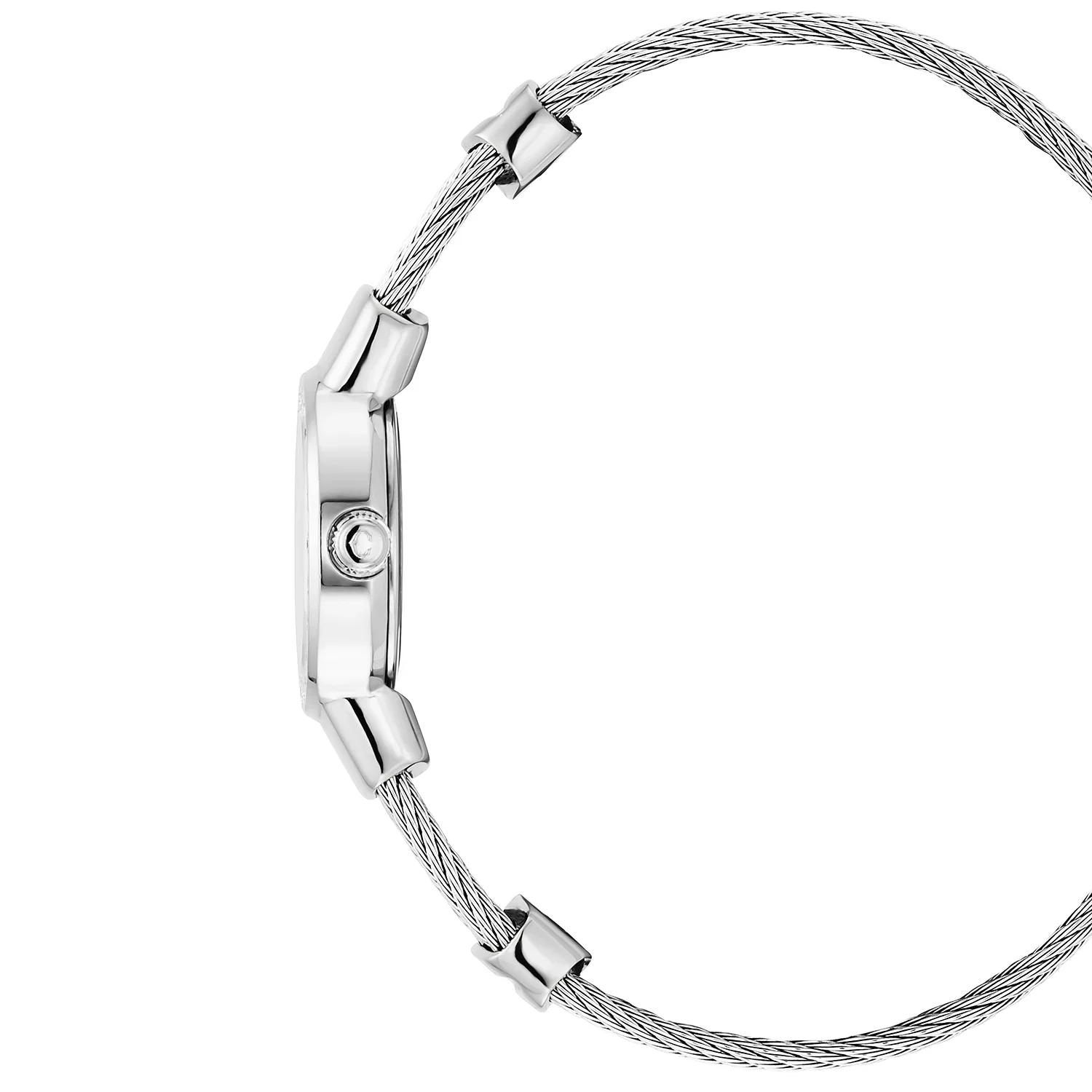 ST TROPEZ®, 20MM, QUARTZ CALIBRE, MOTHER-OF-PEARL DIAL, STEEL WITH 24 DIAMONDS BEZEL, STEEL CABLE BRACELET - Image 3