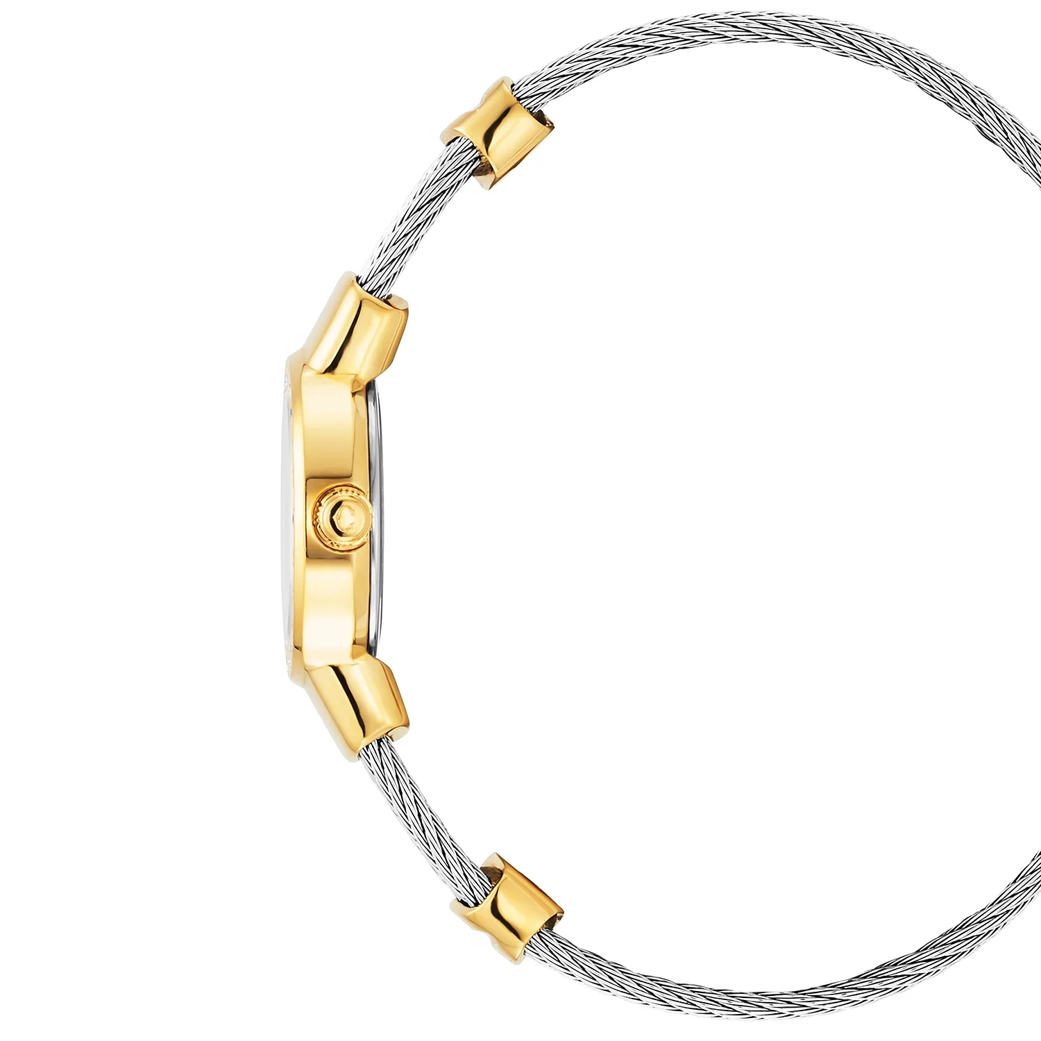 ST TROPEZ®, 20MM, QUARTZ CALIBRE, MOTHER-OF-PEARL DIAL, YELLOW GOLD PVD WITH 24 DIAMONDS BEZEL, STEEL CABLE BRACELET - Image 3