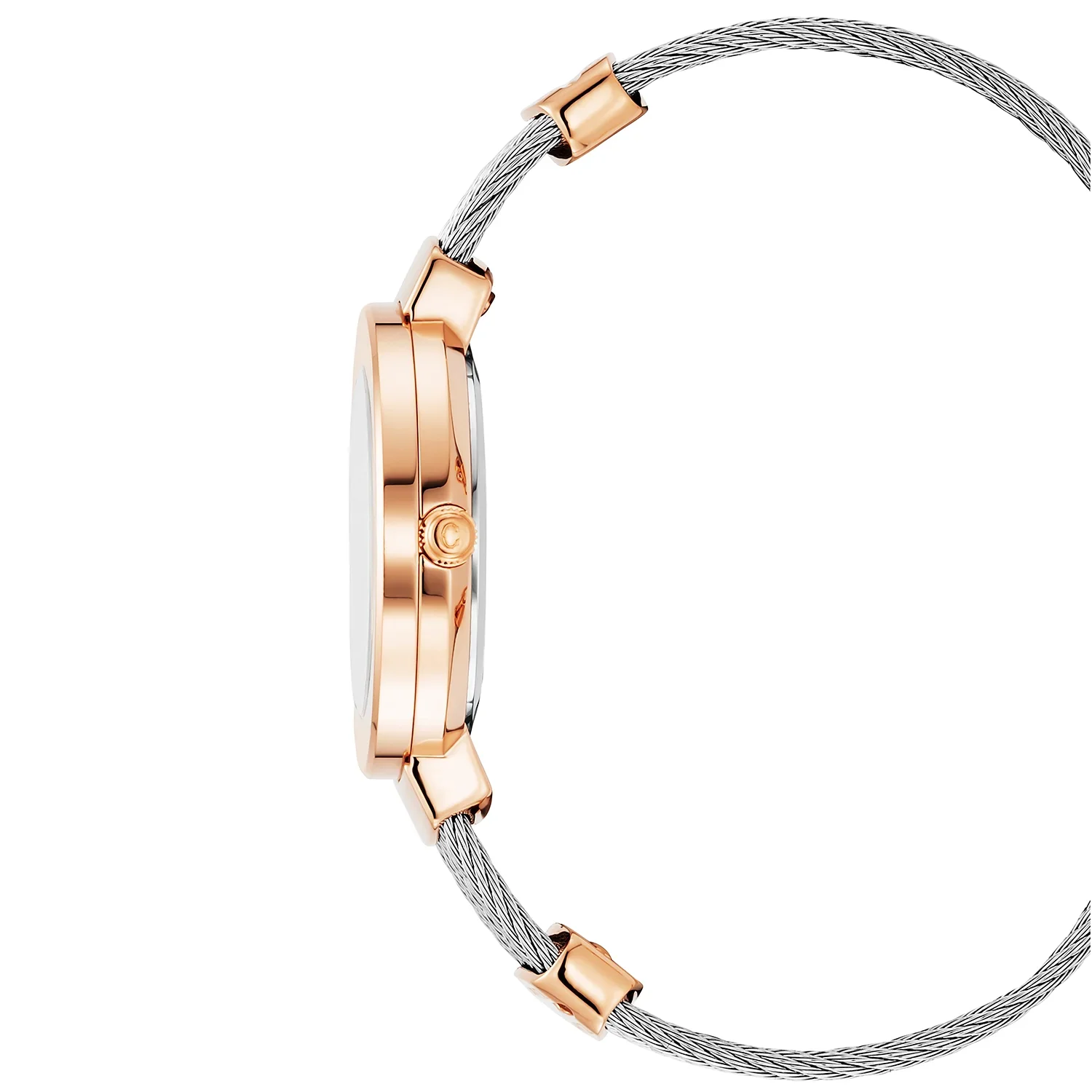 ST TROPEZ®, 30MM, QUARTZ CALIBRE, MOTHER-OF-PEARL DIAL, "CHARRIOL CHARRIOL" BEZEL WITH 2 SCREWS, STEEL CABLE BRACELET & ROSE GOLD PVD DECORS - Image 3