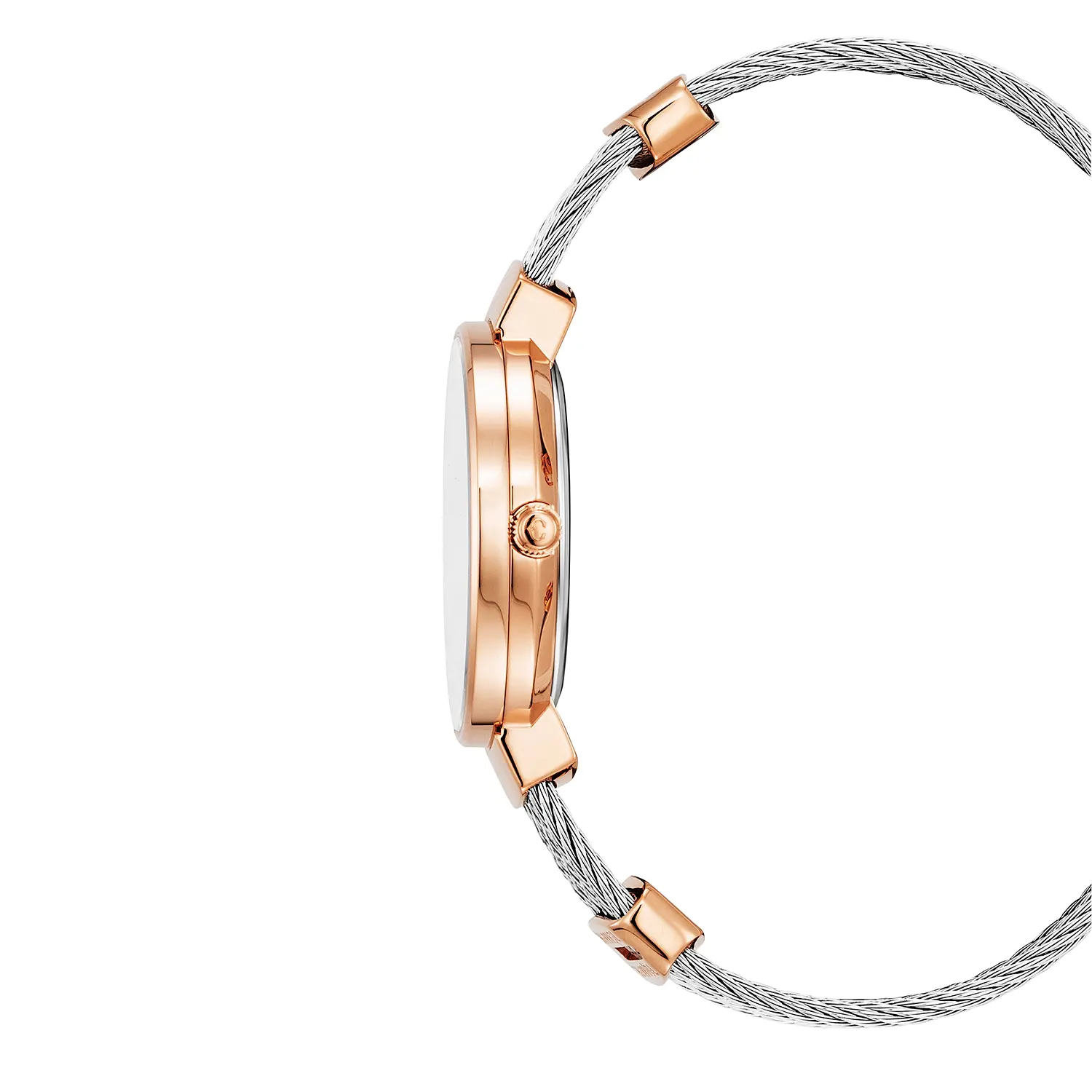 ST TROPEZ®, 30MM, QUARTZ CALIBRE, MOTHER-OF-PEARL WITH 10 DIAMONDS DIAL, MOTHER-OF-PEARL BEZEL, STEEL CABLE BRACELET & ROSE GOLD PVD DECORS - Image 7