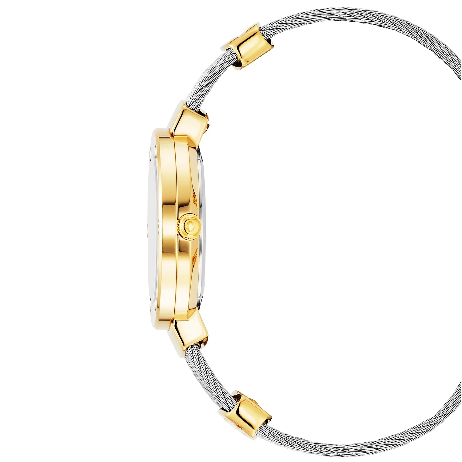 ST TROPEZ®, 30MM, QUARTZ CALIBRE, MOTHER-OF-PEARL DIAL, YELLOW GOLD PVD WITH 6 SCREWS BEZEL, STEEL CABLE BRACELET & YELLOW GOLD PVD DECORS - Image 4